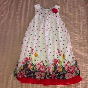 Girls Blueberi Boulevard White/Red Floral Dress